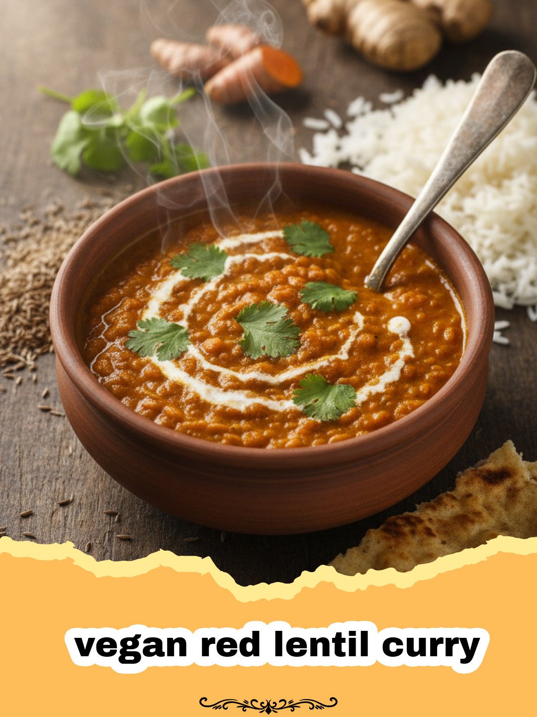 Hearty Vegan Red Lentil Curry: A 30-Minute Comfort Meal 3 A bowl of creamy vegan red lentil curry topped with cilantro and lime