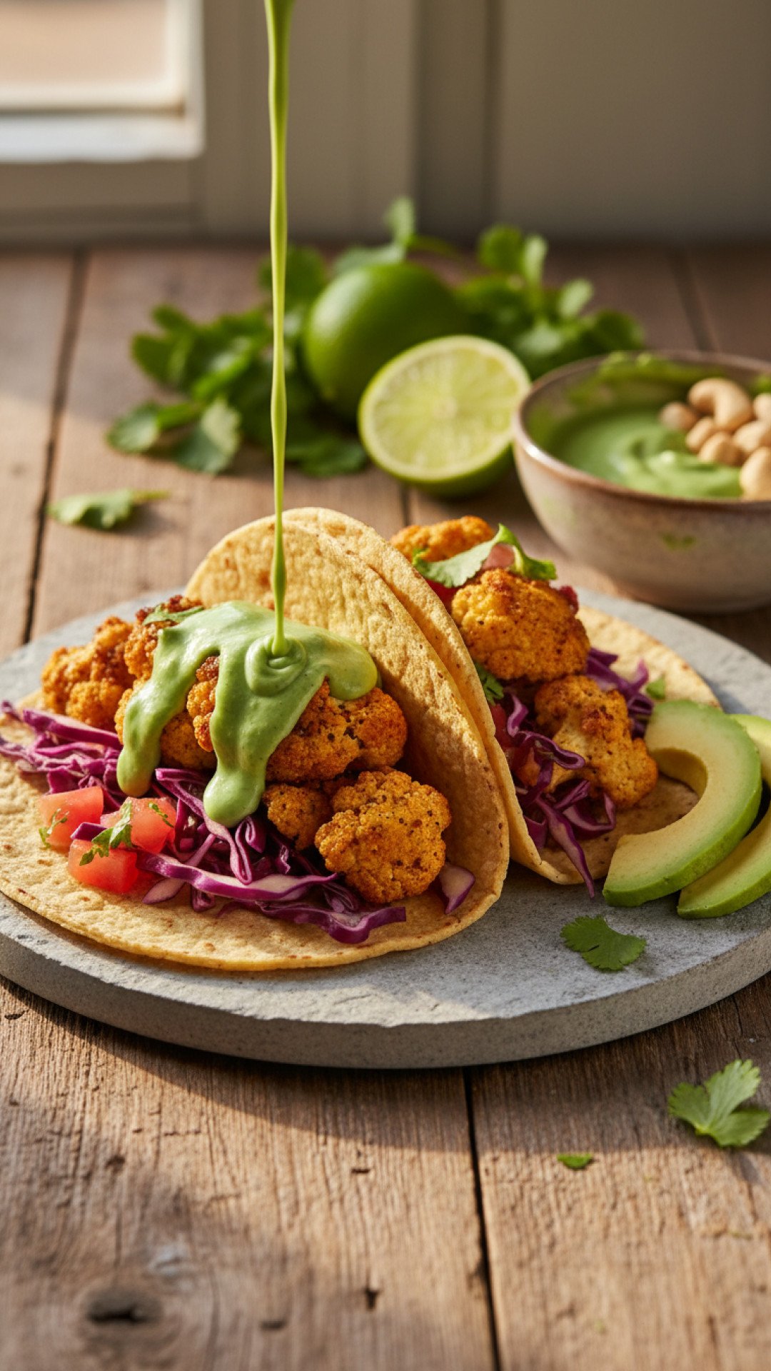 Crispy Cauliflower Tacos with Cilantro Lime Crema 4 Crispy Cauliflower Tacos with Cilantro Lime Crema Preparation