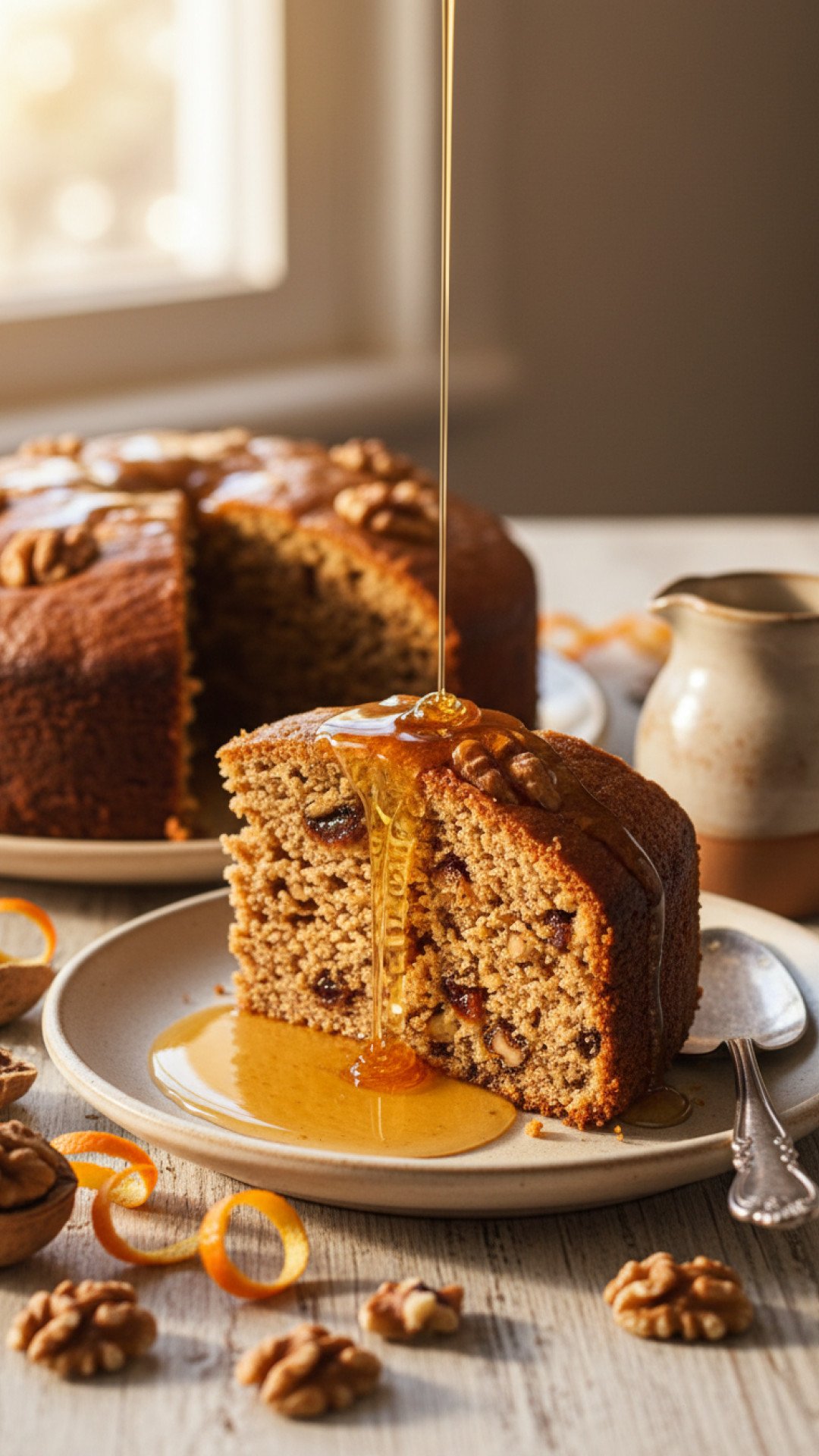 Date Walnut Cake with Orange Blossom Syrup Preparation