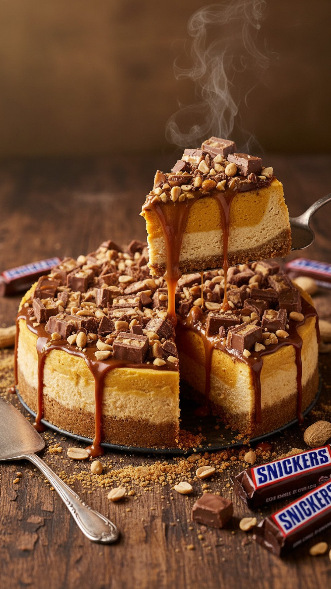 Decadent Pumpkin Snickers Cheesecake Preparation