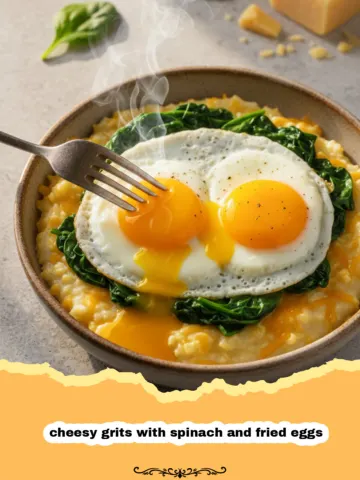 The Ultimate Cheesy Grits with Spinach and Fried Eggs