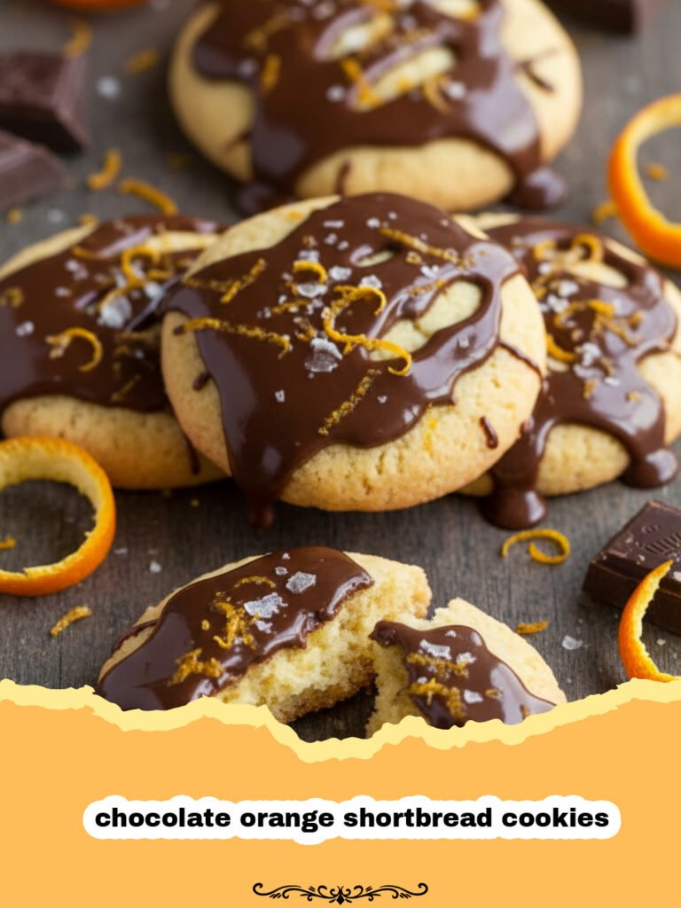 The Ultimate Chocolate Orange Shortbread Cookies 5 Batch of chocolate orange shortbread cookies dipped in dark chocolate on a cooling rack.