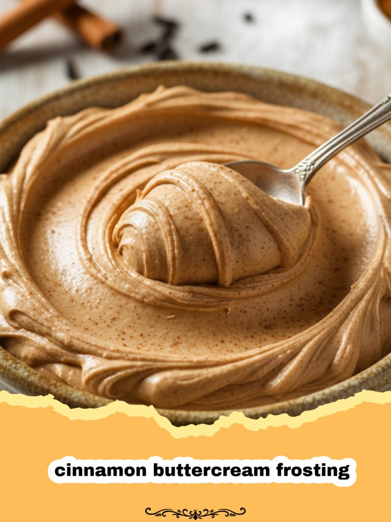 The Ultimate Fluffy Cinnamon Buttercream Frosting Recipe 5 A close-up shot of fluffy cinnamon buttercream frosting swirled on top of a spice cupcake with a sprinkle of cinnamon on top.