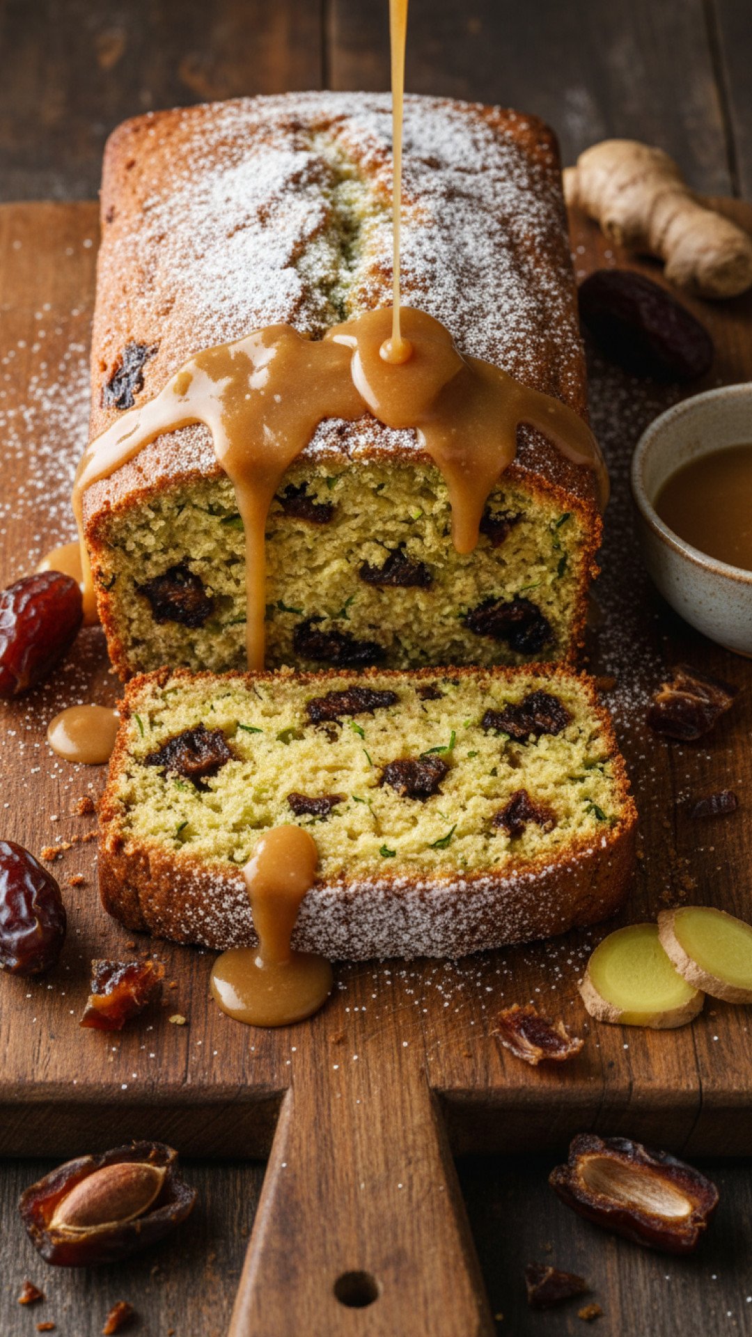 Dense Date and Zucchini Loaf with Ginger Sauce Preparation