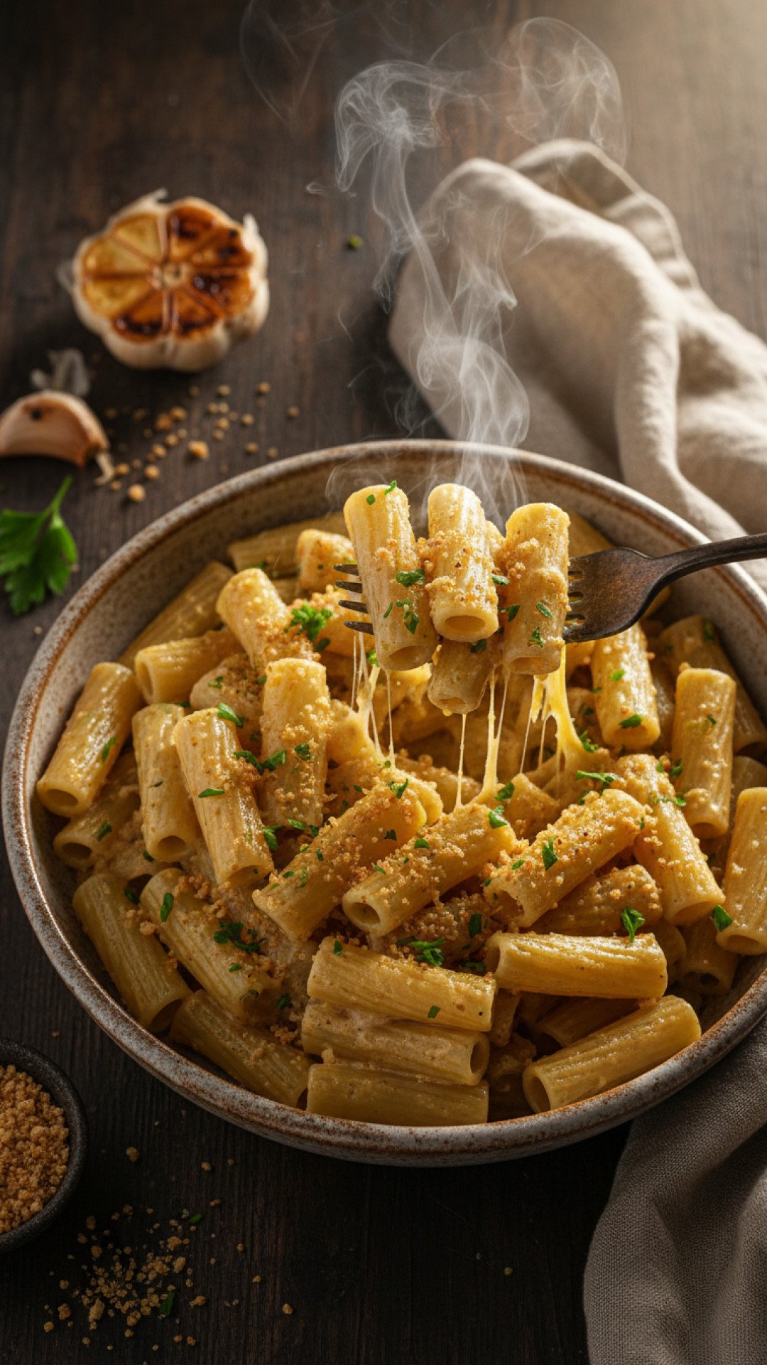 Garlic Bread Pasta Preparation