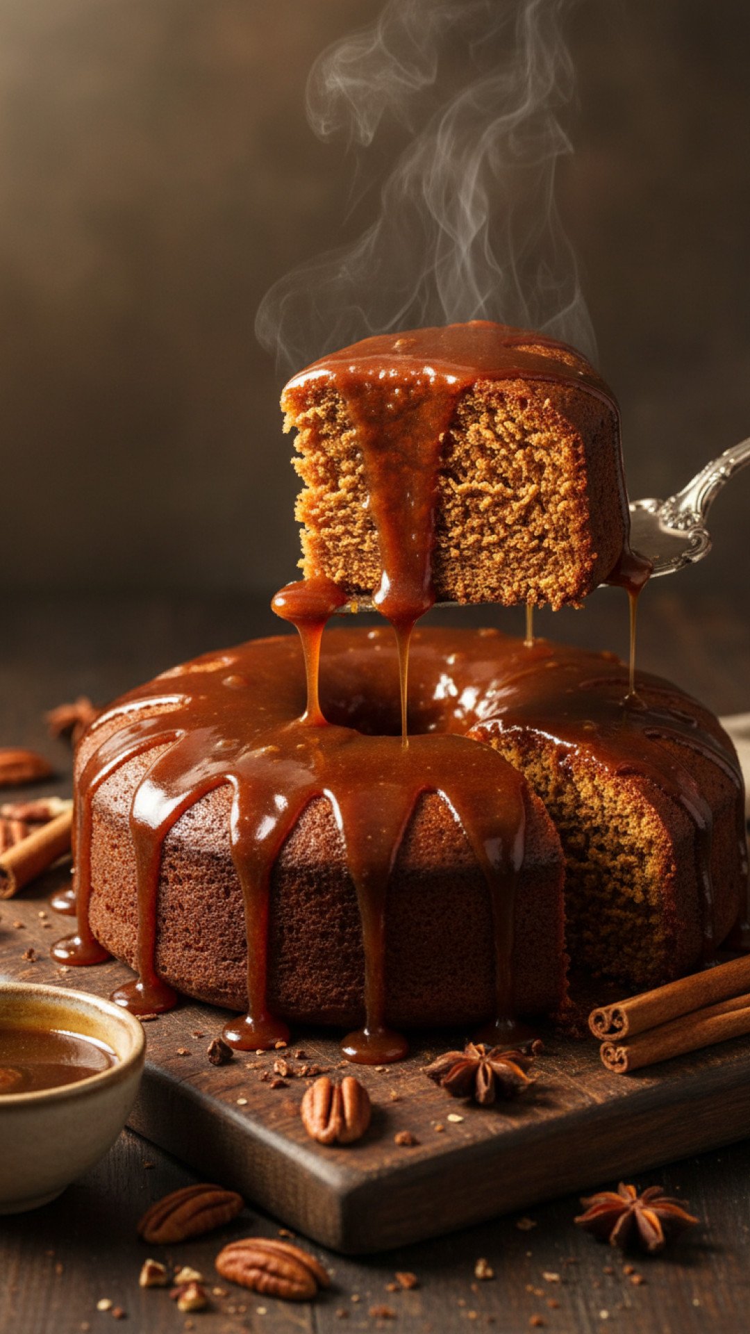 Gingerbread Cake with Molasses Glaze Preparation