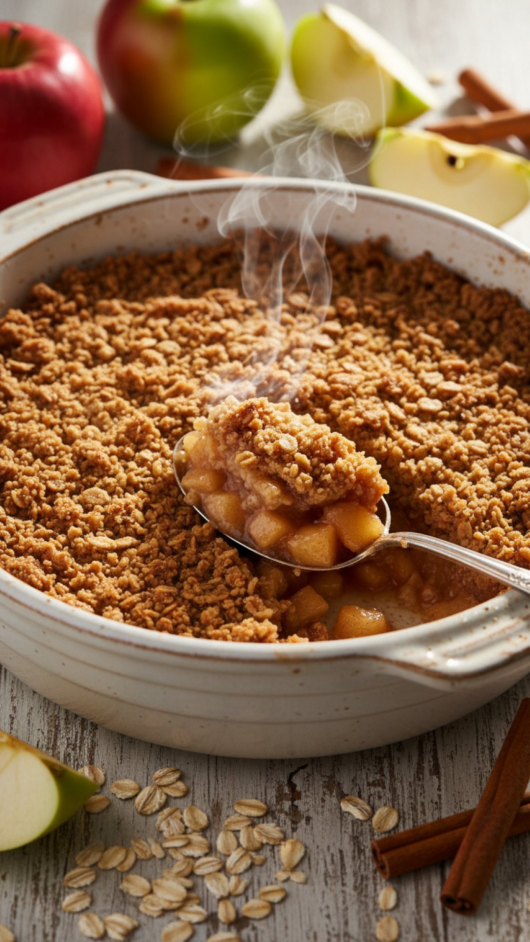 Golden Apple Crisp with Oat Topping Preparation