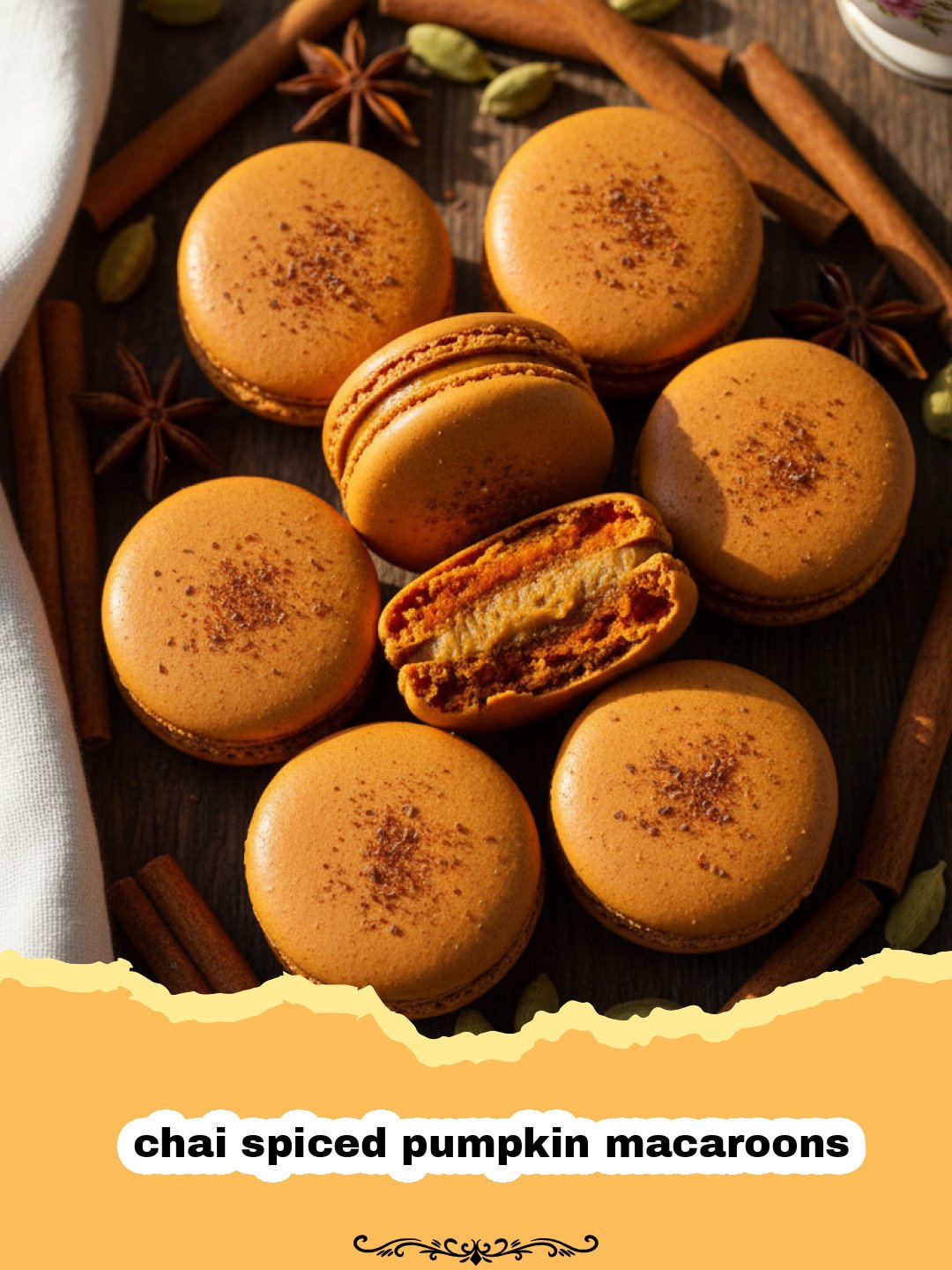 Homemade Chai Spiced Pumpkin Macaroons 3 A tray of golden brown chai spiced pumpkin macaroons showing the toasted coconut texture.