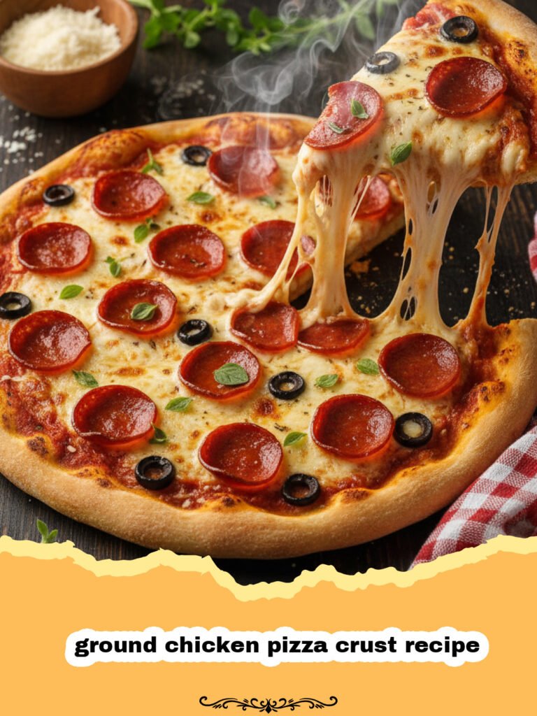 ground chicken pizza crust recipe - A crispy golden ground chicken pizza crust on parchment paper