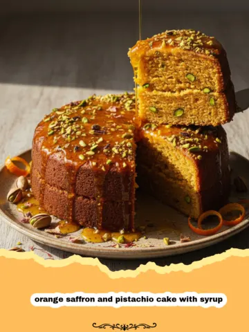 Golden Bliss: The Ultimate Orange Saffron and Pistachio Cake with Syrup
