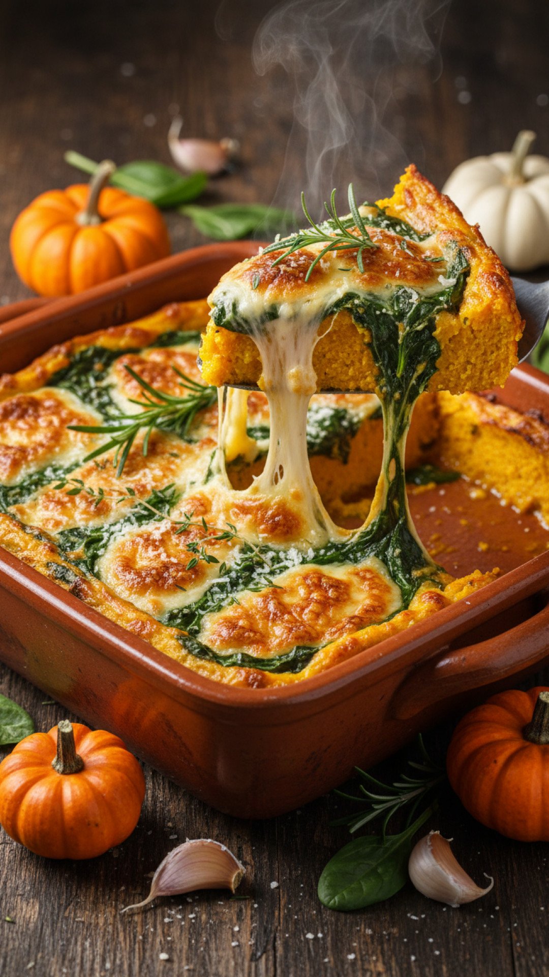 Golden Pumpkin and Spinach Polenta Casserole 4 Golden Pumpkin and Spinach Polenta Casserole Preparation
