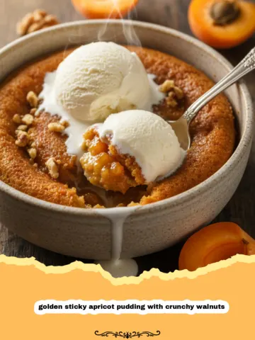 Irresistible Golden Sticky Apricot Pudding with Crunchy Walnuts