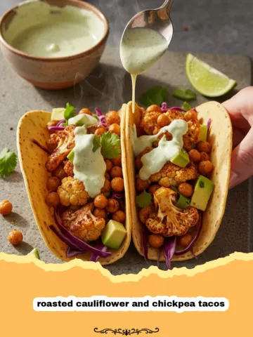 Roasted Cauliflower and Chickpea Tacos with Lime Crema