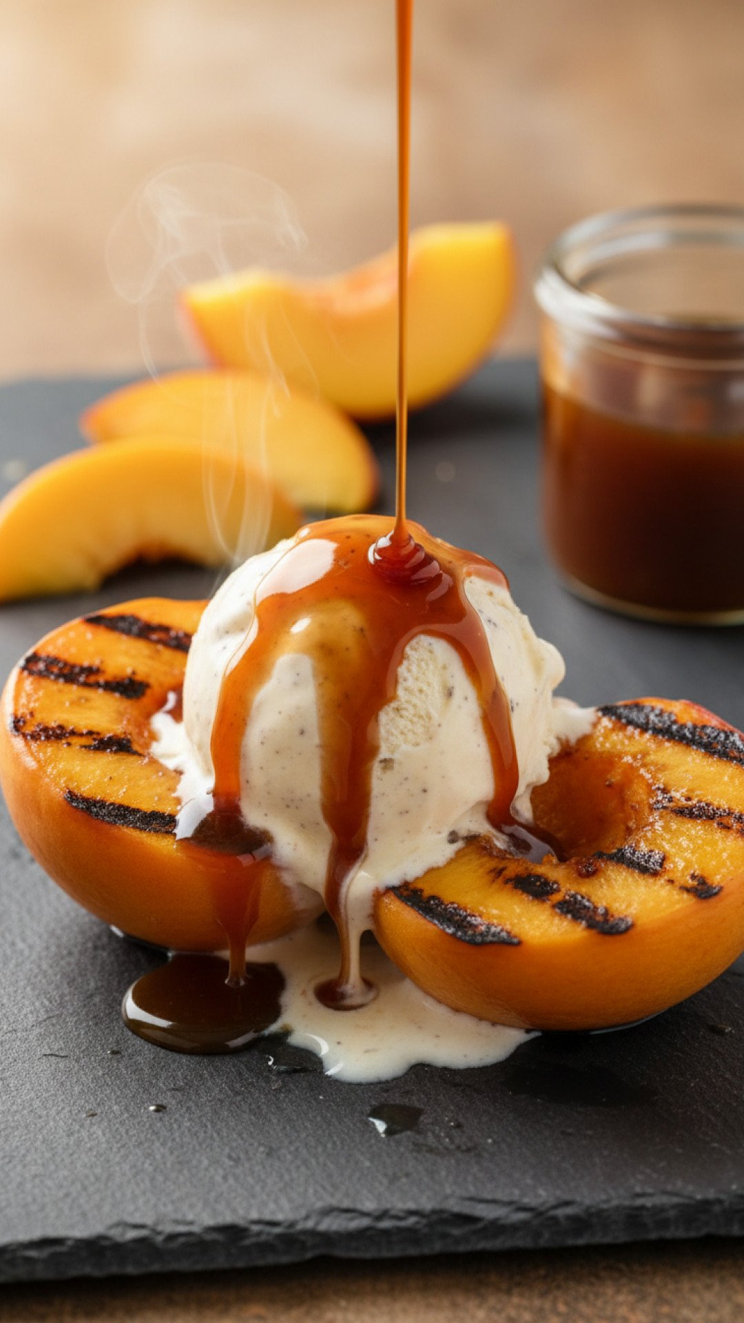 Grilled Peaches with Bourbon Caramel Preparation
