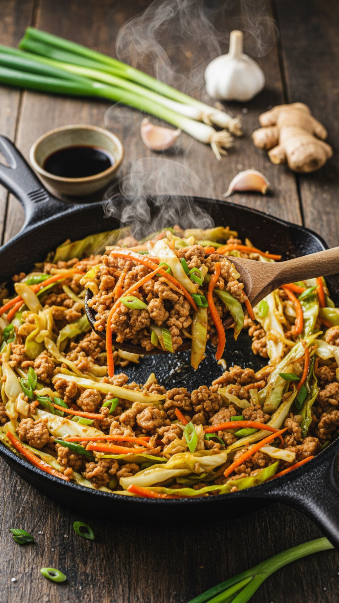 Ground Turkey and Cabbage Skillet Preparation