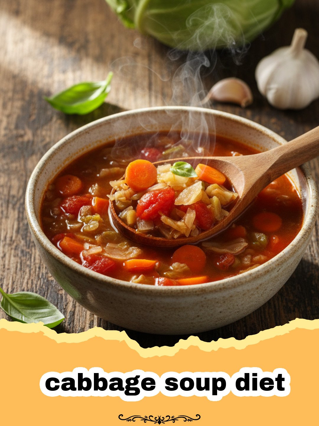 The Best Cabbage Soup Diet Recipe for Weight Loss 3 cabbage soup diet - A steaming bowl of colorful cabbage soup with carrots, peppers, and green beans.
