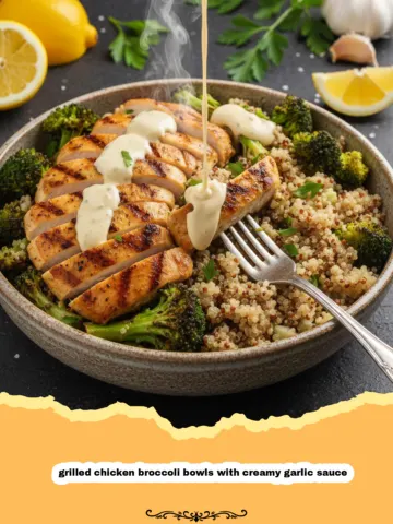 Grilled Chicken Broccoli Bowls with Creamy Garlic Sauce 9 Grilled Chicken Broccoli Bowls with Creamy Garlic Sauce