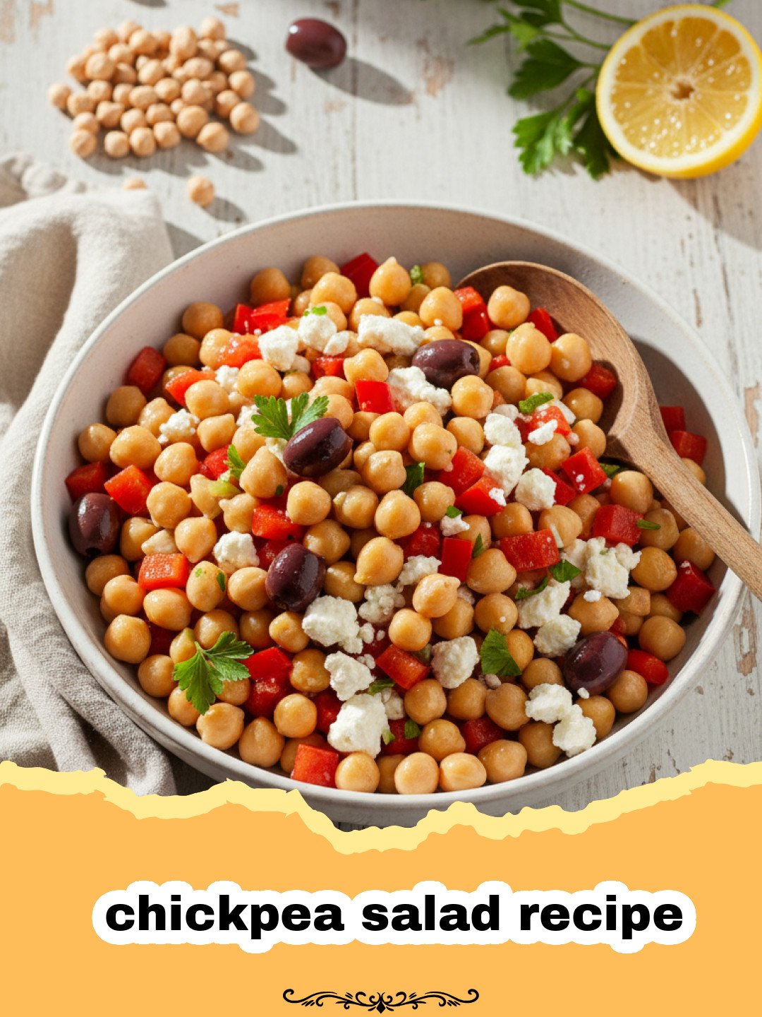 chickpea salad recipe - A vibrant bowl of Mediterranean chickpea salad with cucumbers, tomatoes, and feta.