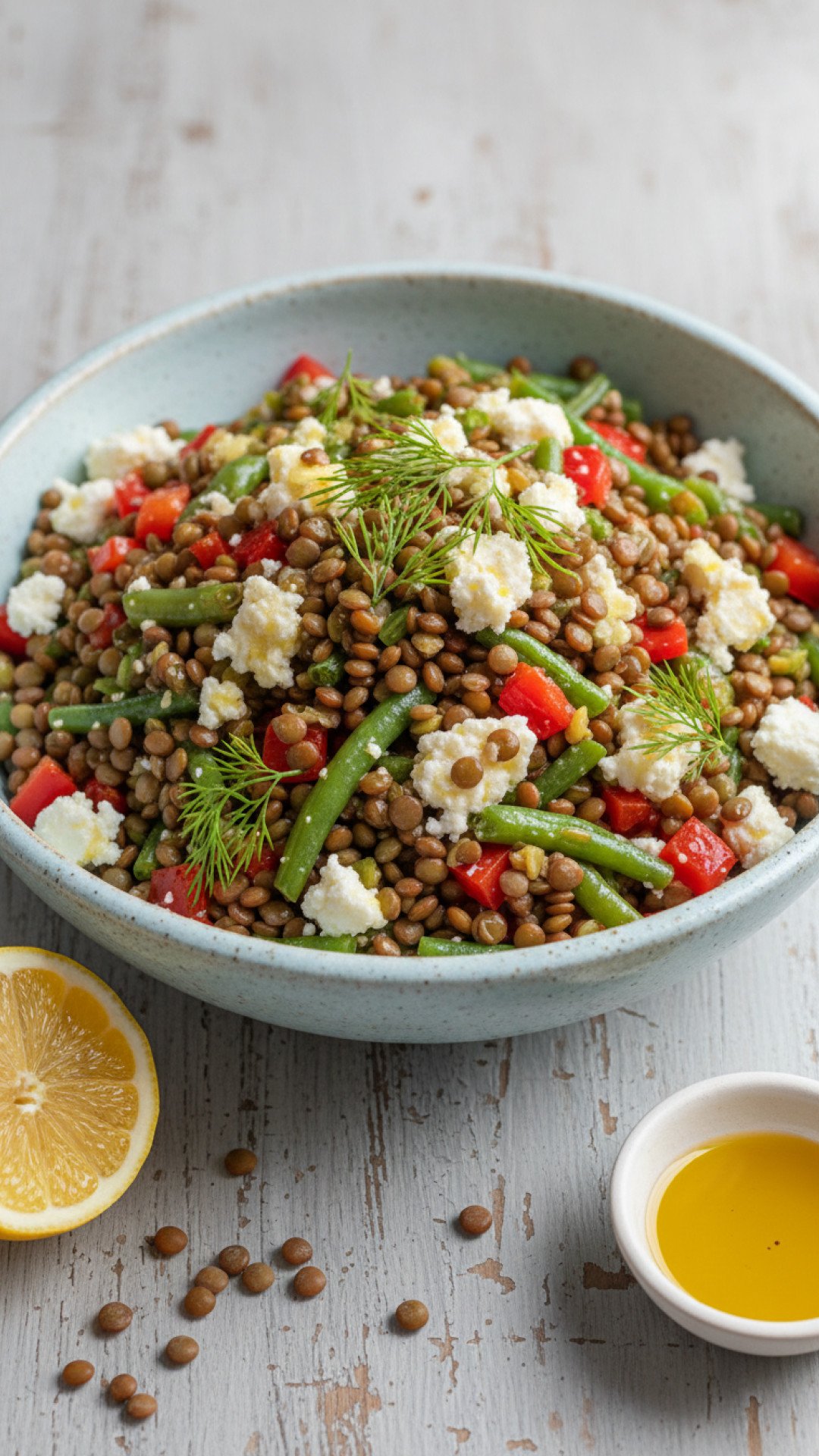 Healthy Mediterranean Lentil Salad Preparation