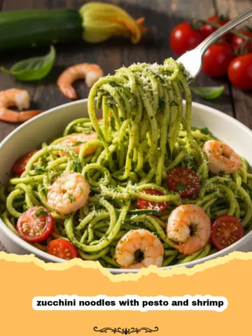 20-Minute Zucchini Noodles with Pesto and Shrimp