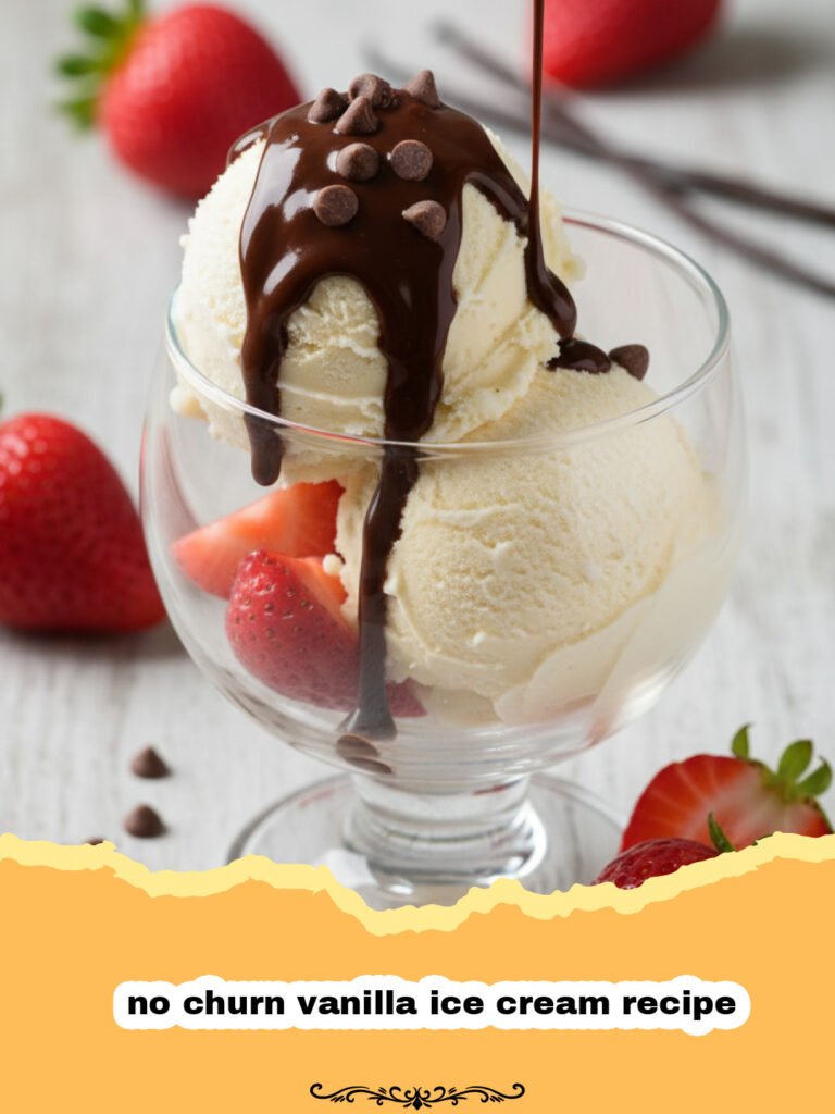 The Easiest Ever Homemade No Churn Vanilla Ice Cream 5 no churn vanilla ice cream recipe - A scoop of creamy no churn vanilla ice cream in a white bowl with a sprig of mint.