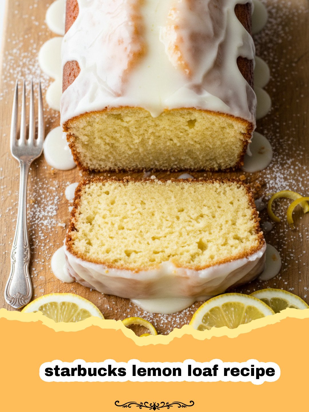 starbucks lemon loaf recipe - A thick slice of iced lemon loaf on a white plate