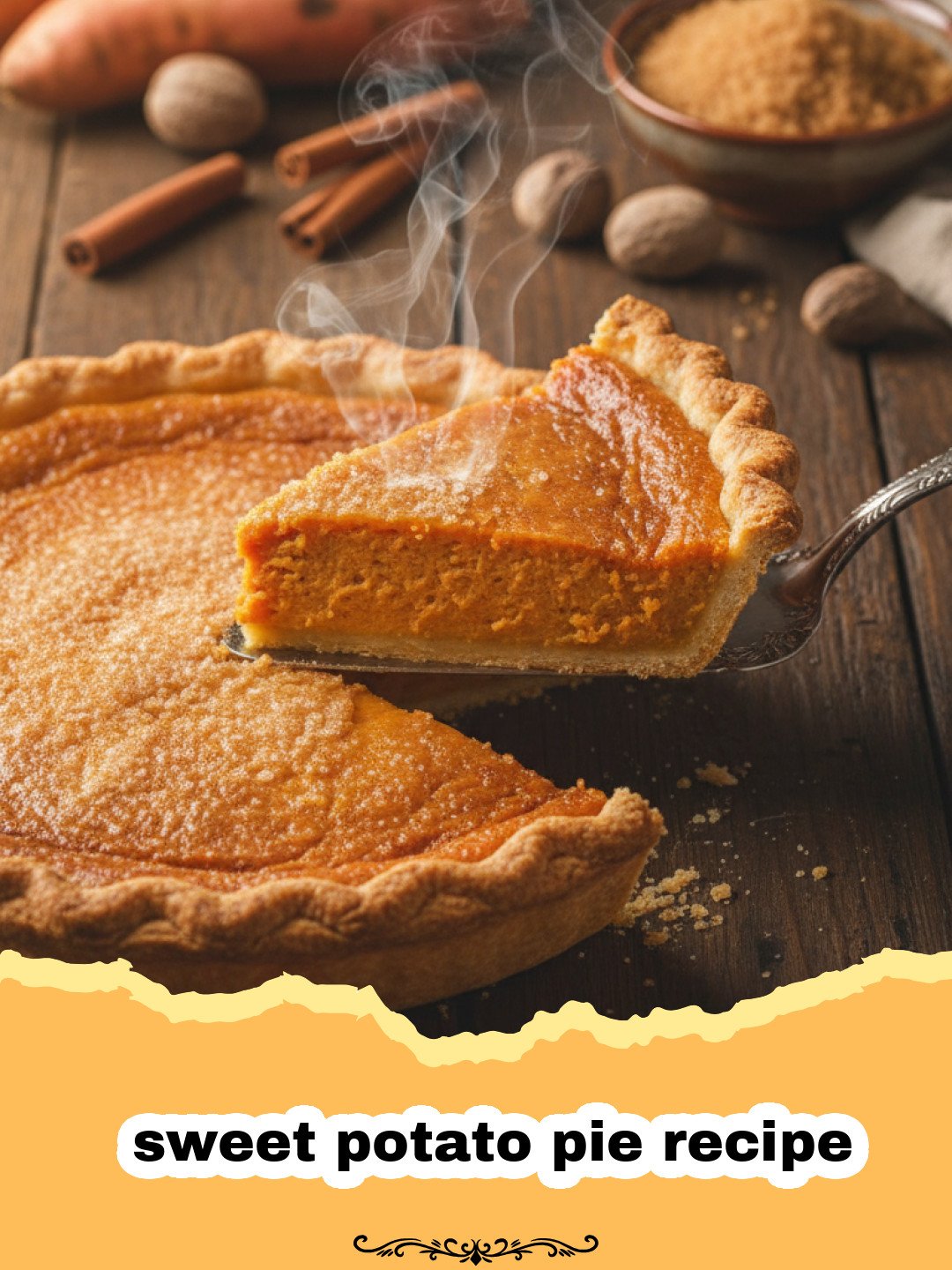 The Ultimate Southern Style Sweet Potato Pie with a Velvet Texture 3 sweet potato pie recipe - A beautiful golden-brown sweet potato pie with a dollop of whipped cream on top.
