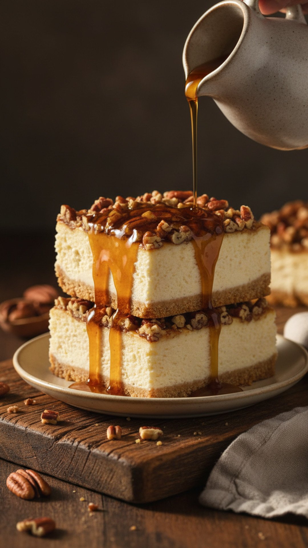 Maple Pecan Cheesecake Bars Preparation