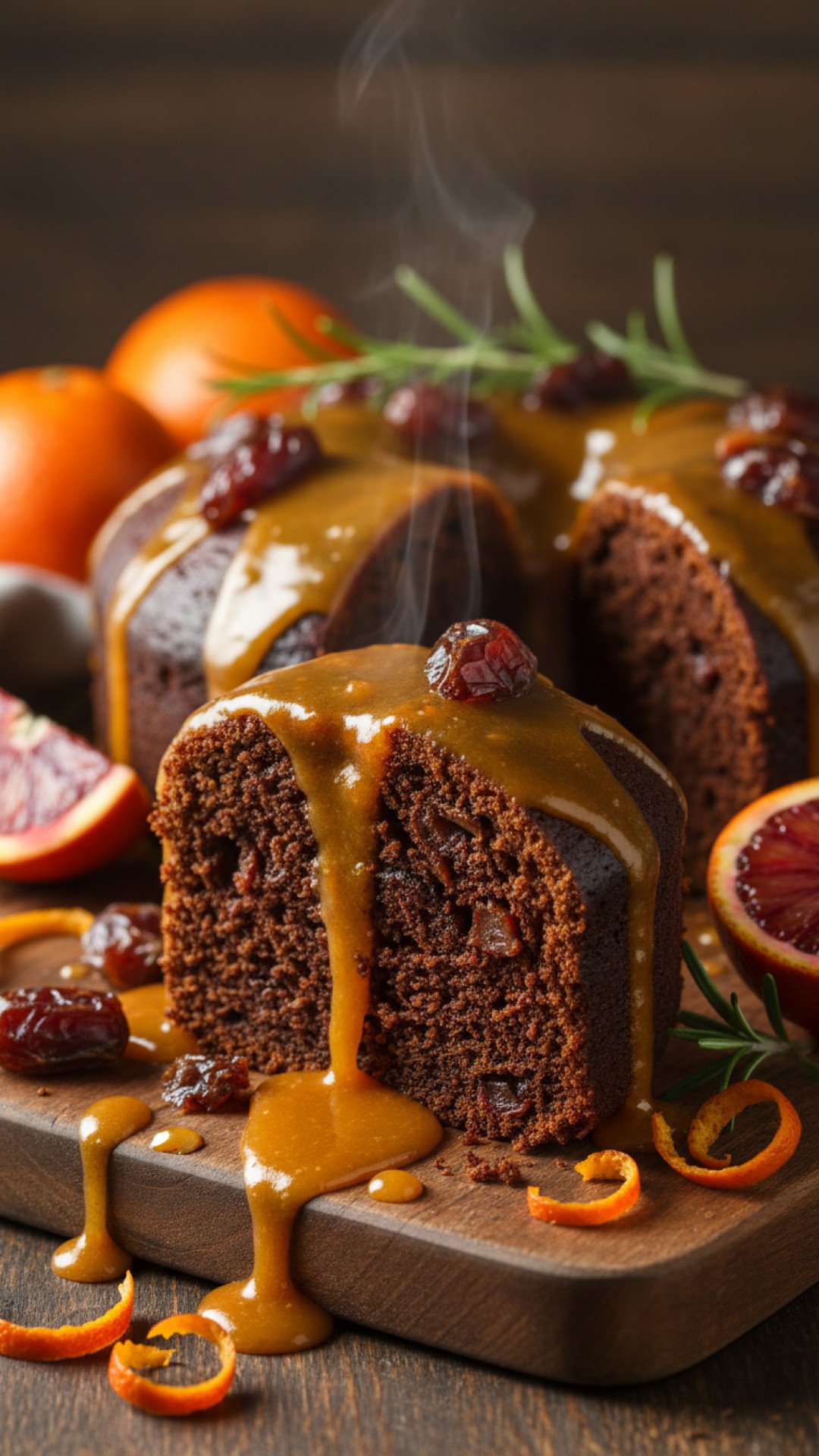 Molasses Spice Date Cake with Blood Orange Glaze Preparation