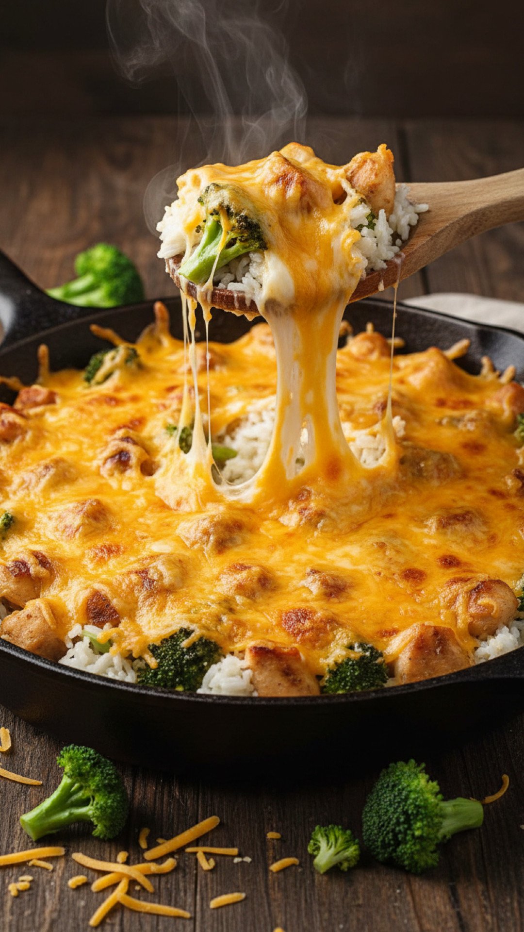One Pan Cheesy Chicken Broccoli and Rice Preparation
