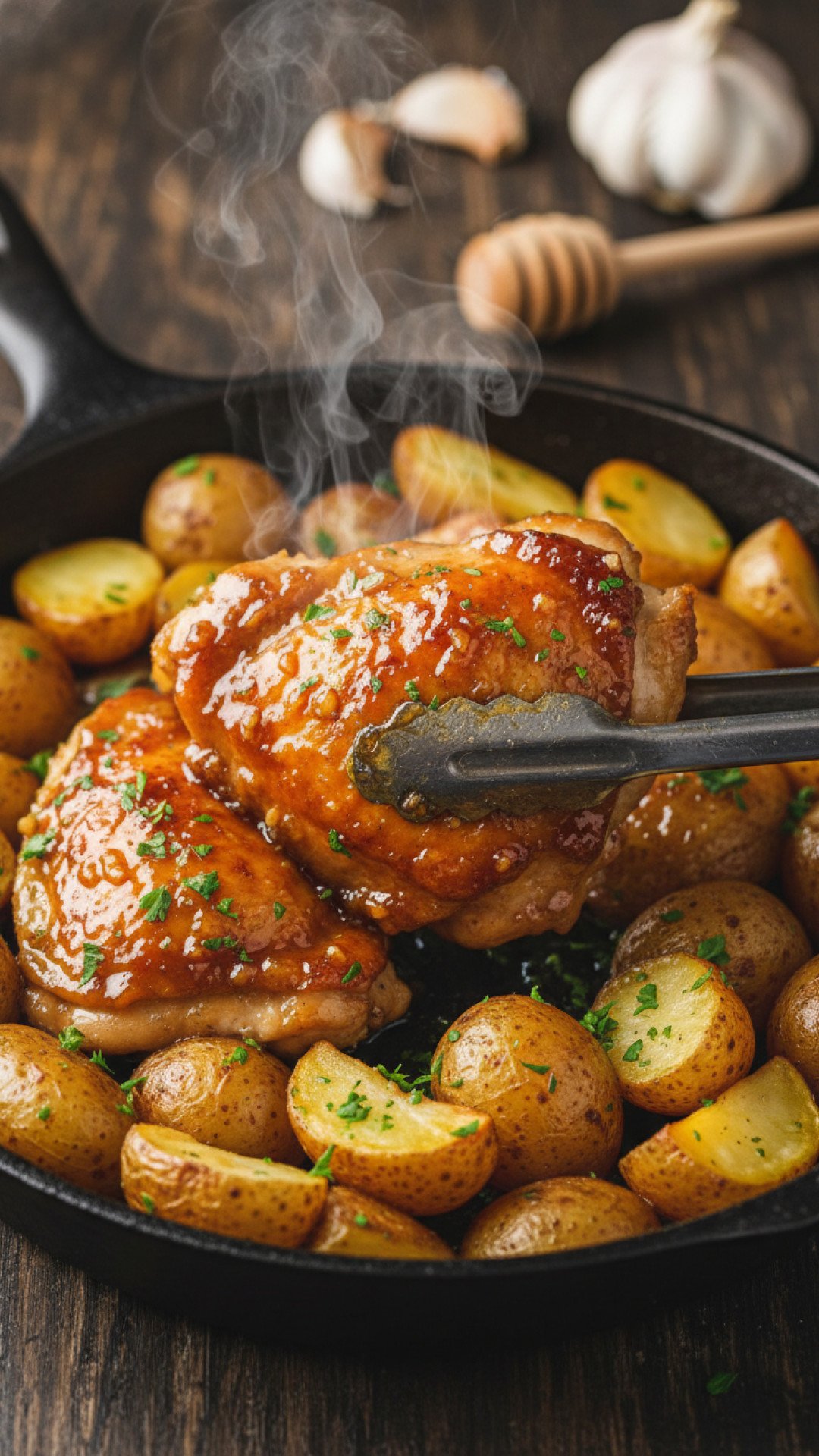 One Pan Honey Garlic Chicken and Potatoes Preparation