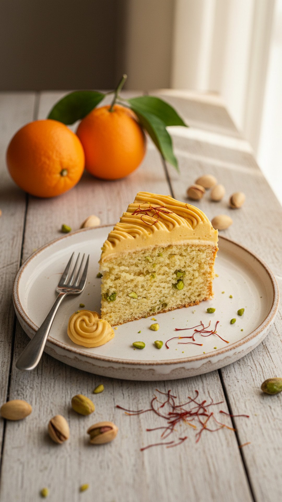 Orange and Pistachio Sponge Cake with Saffron Buttercream Preparation