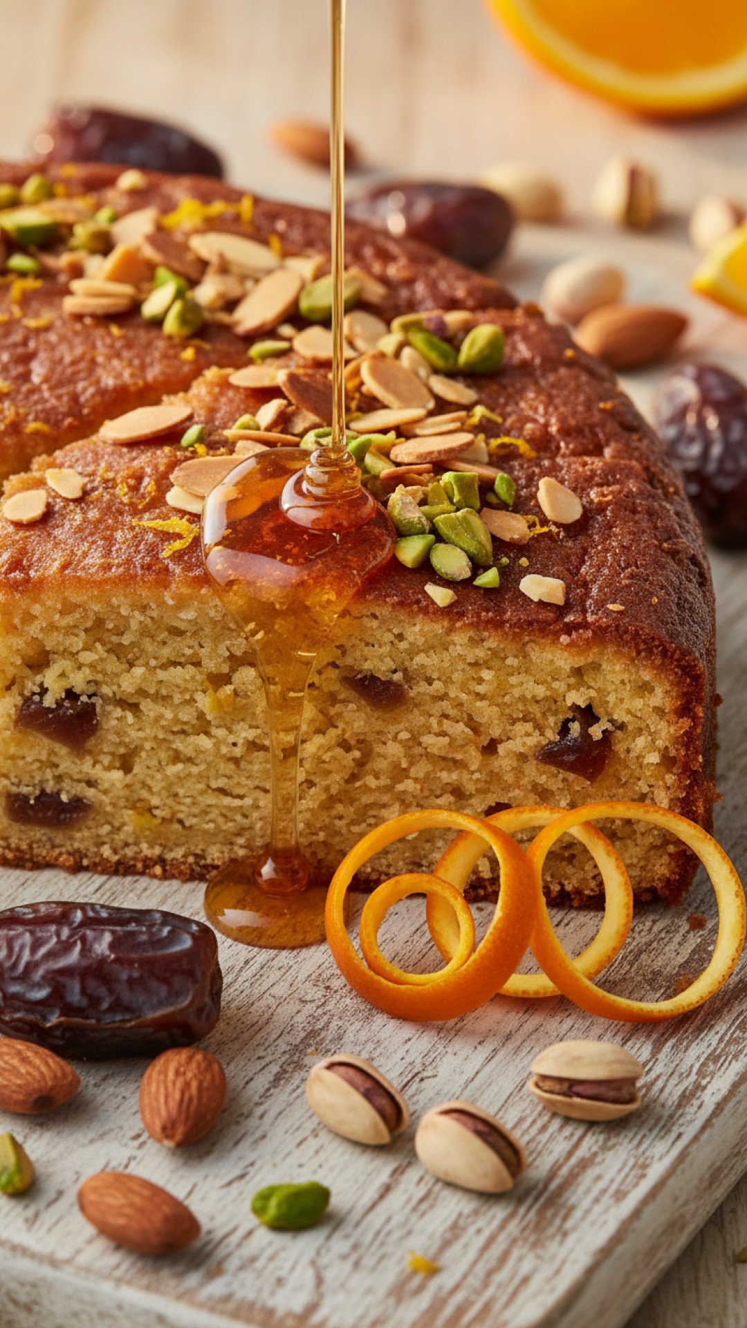Warm Orange Honey Date Cake with Almond Topping 4 Orange Honey Date Cake with Almond Topping Preparation