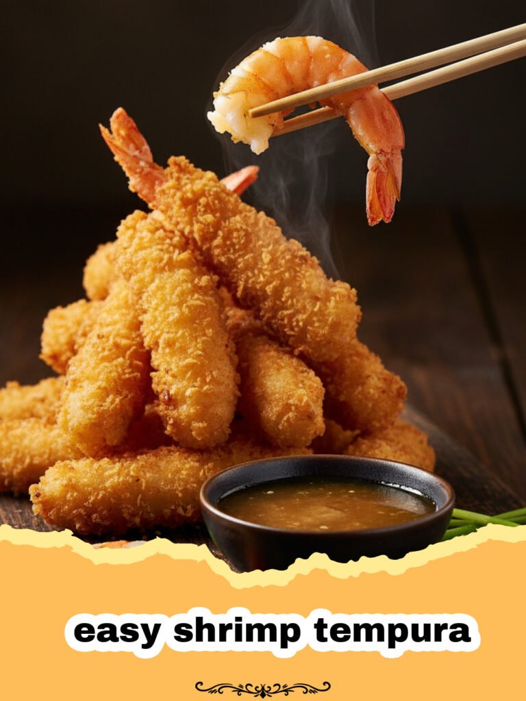 Homemade Easy Shrimp Tempura: The Secret to Restaurant-Quality Crunch 5 A plate of crispy golden easy shrimp tempura with dipping sauce