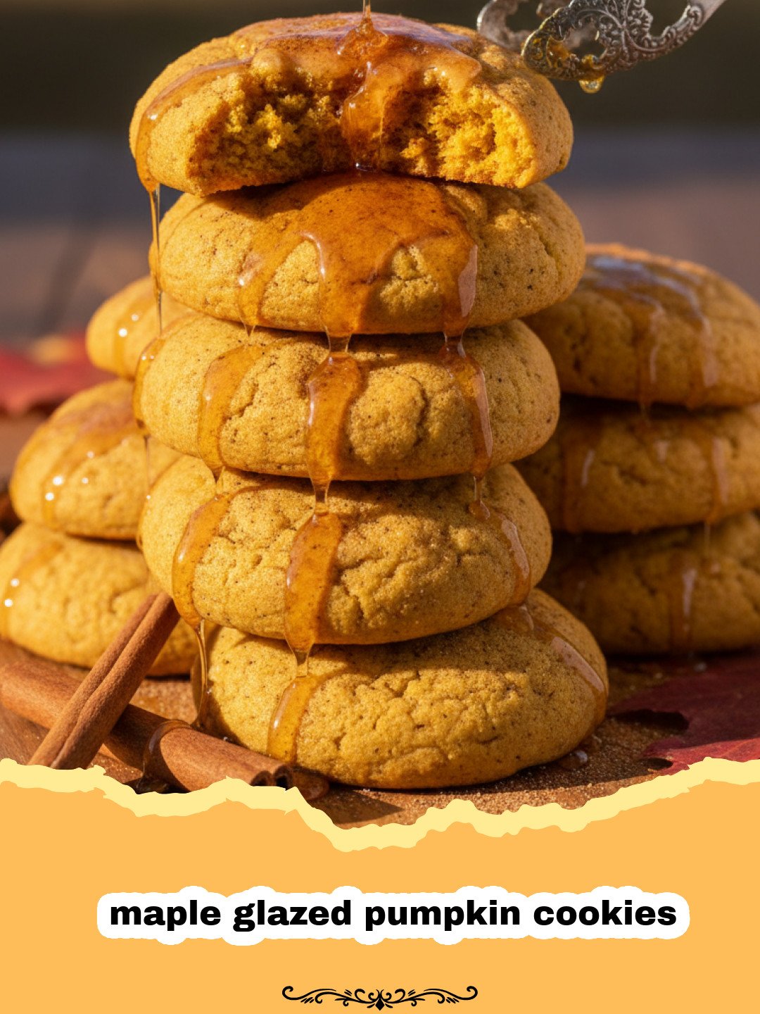 The Ultimate Soft and Chewy Maple Glazed Pumpkin Cookies 3 A tray of soft maple glazed pumpkin cookies with a sweet white drizzle.