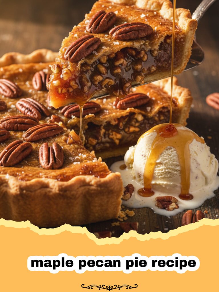 The Ultimate Rich and Buttery Maple Pecan Pie Recipe 5 maple pecan pie recipe - A beautiful homemade maple pecan pie with a flaky crust and glossy pecan topping.