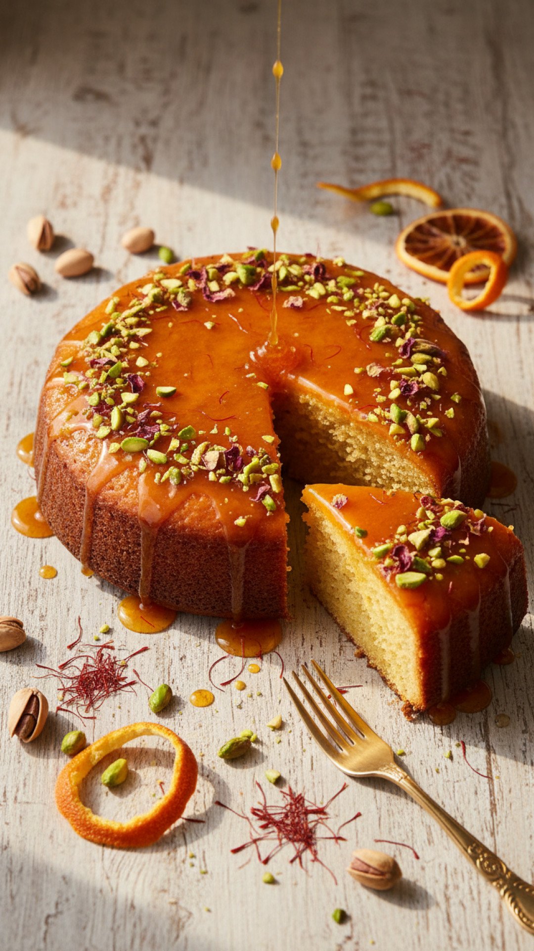 Persian Orange Cake with Pistachio and Saffron Preparation