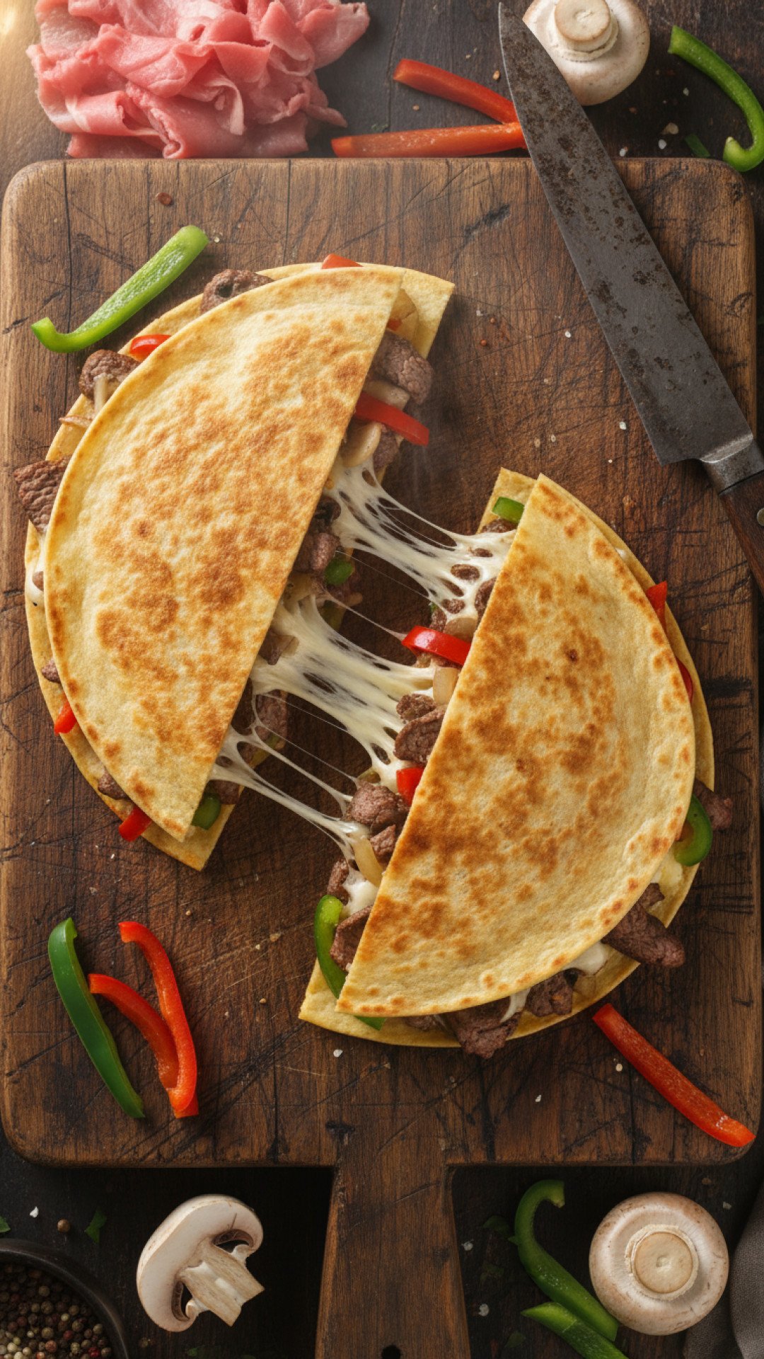 Philly Cheesesteak Quesadilla Preparation
