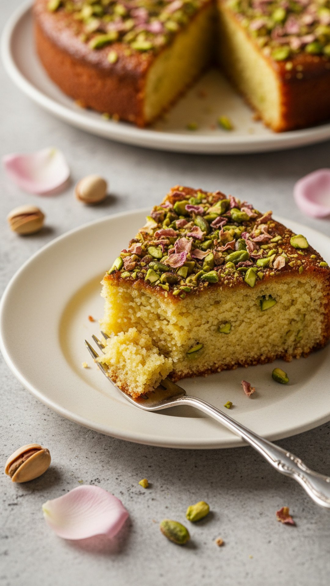 Pistachio and Rosewater Semolina Cake Preparation