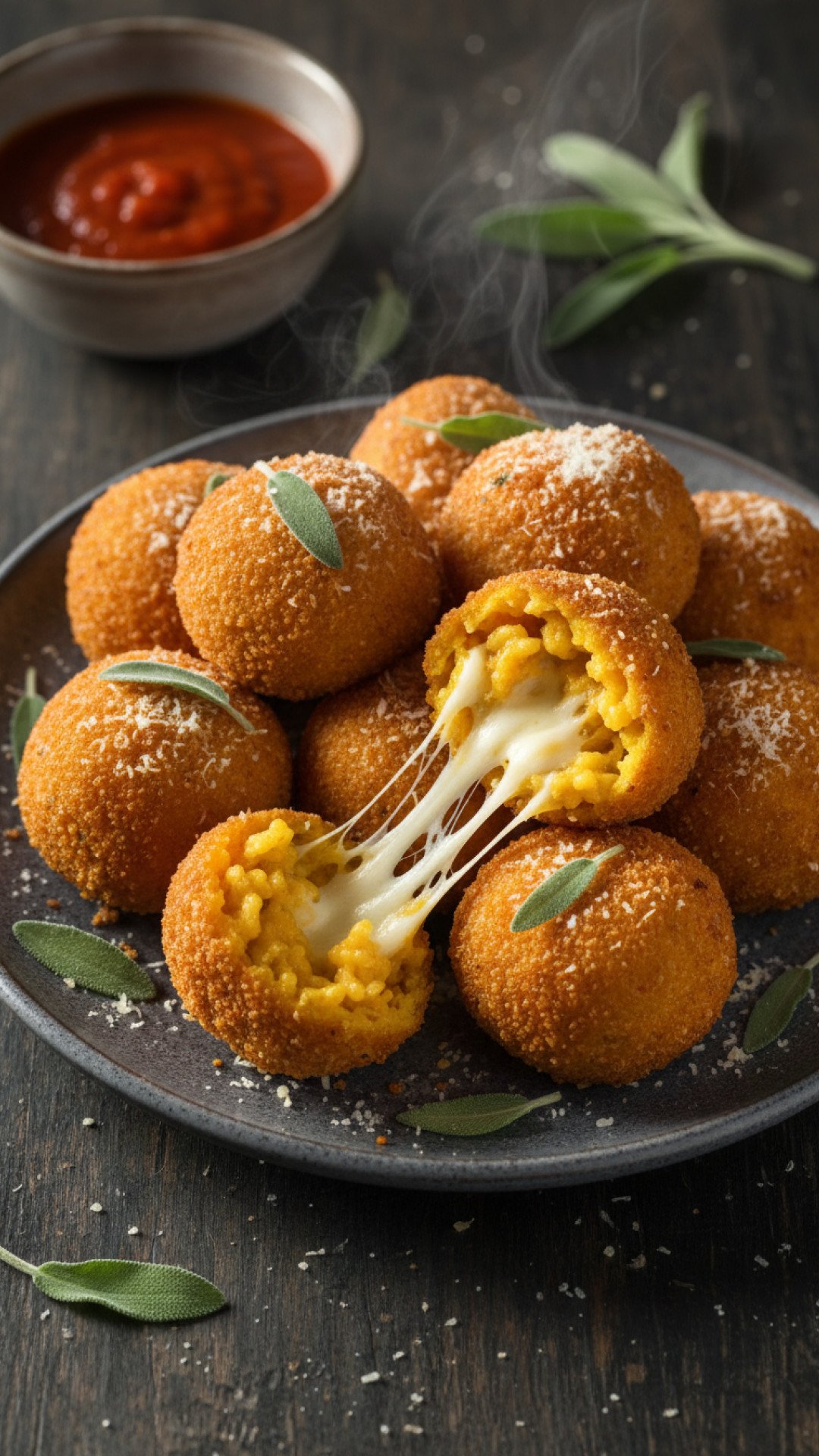 Pumpkin and Sage Risotto Balls Arancini Preparation