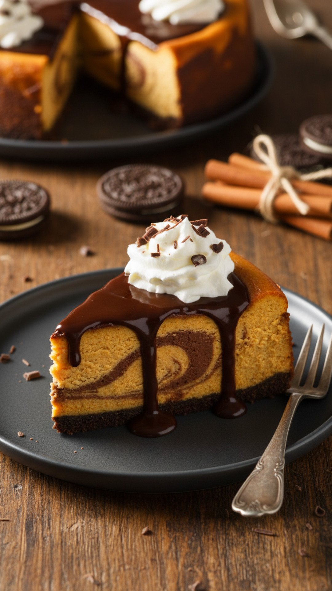 Pumpkin Chocolate Swirl Cheesecake Preparation