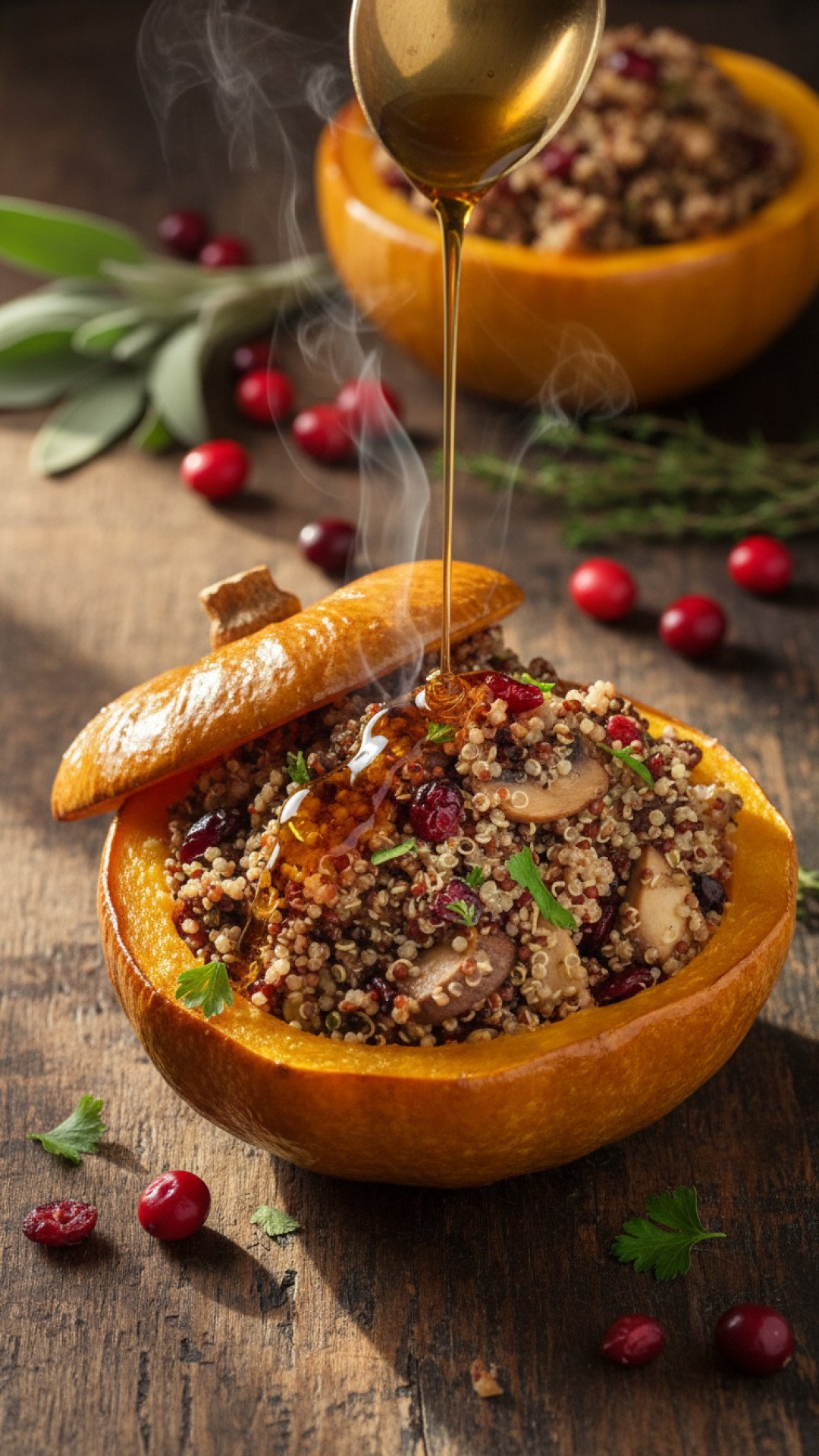 Roasted Acorn Squash with Quinoa Stuffing Preparation