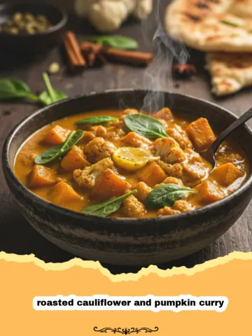 Roasted Cauliflower and Pumpkin Curry with Coconut Milk