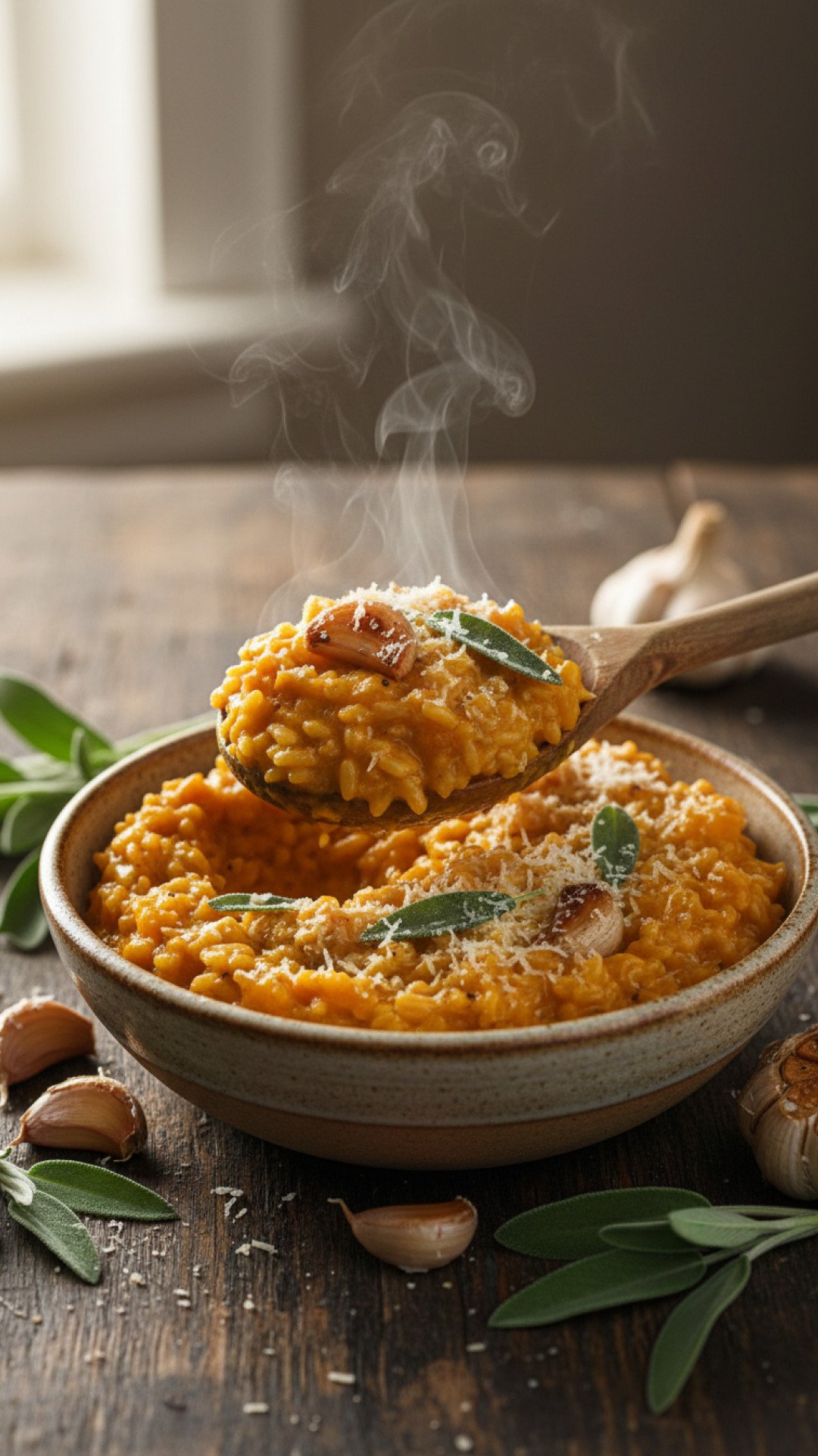 Roasted Garlic and Butternut Squash Risotto Preparation