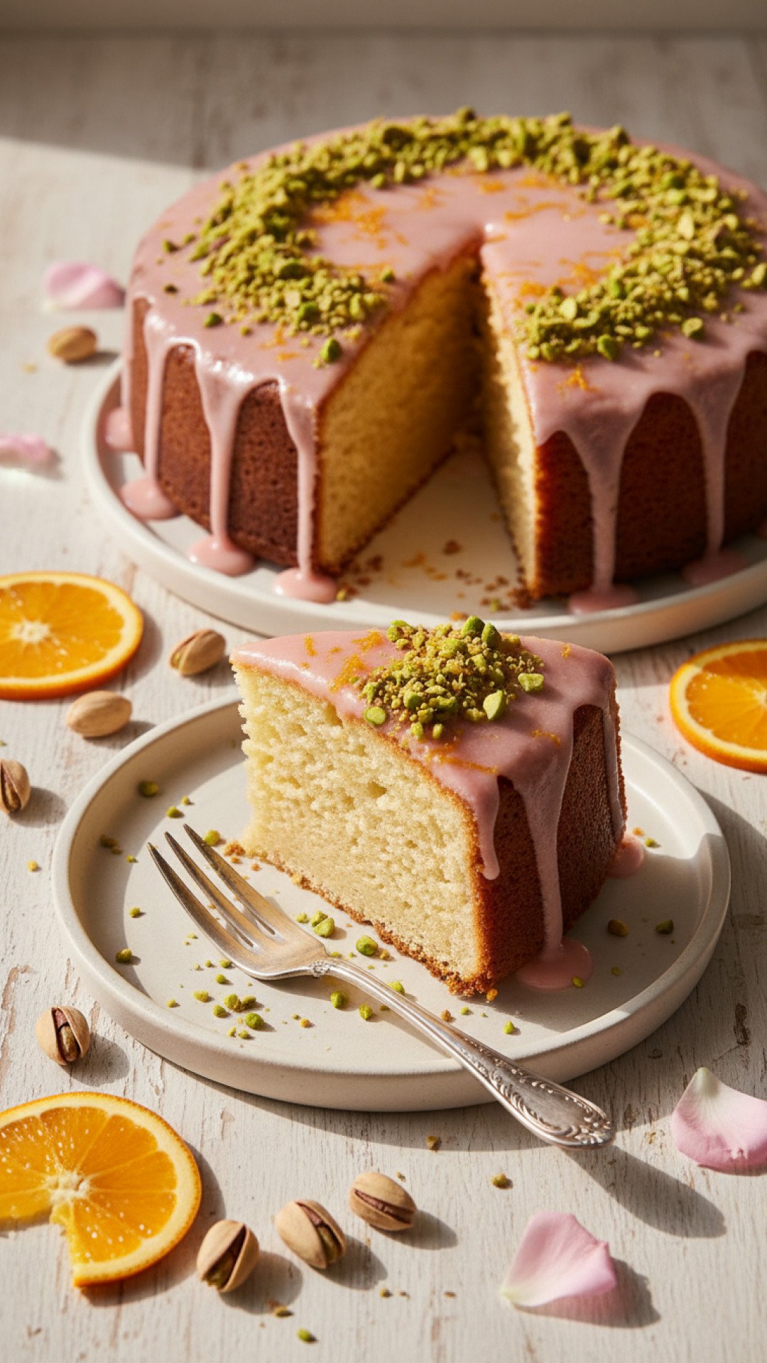 Rosewater Orange Zest Cake with Pistachios Preparation