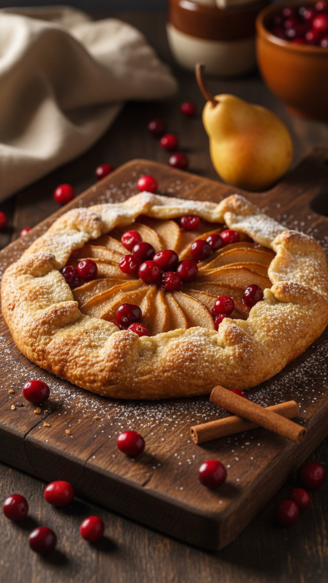 Rustic Spiced Pear Cranberry Galette Preparation