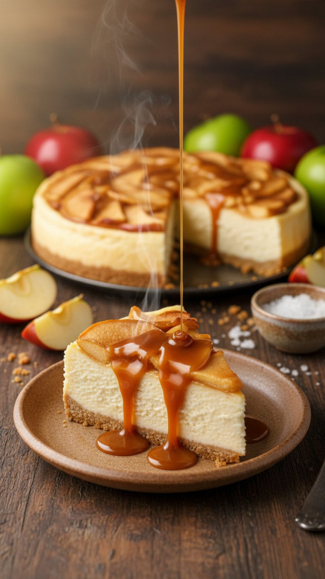 Salted Caramel Apple Cheesecake Preparation