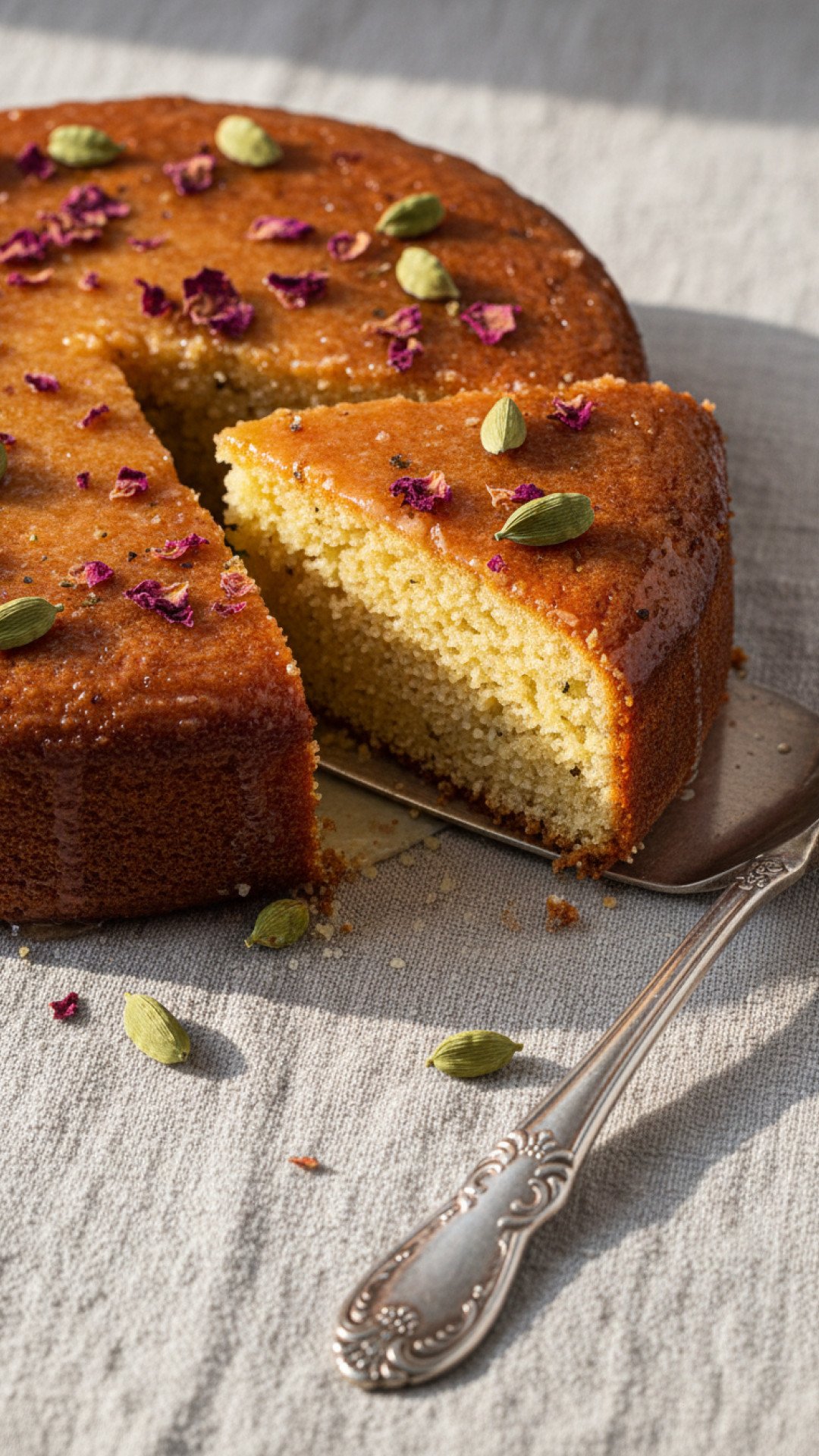 Semolina and Yogurt Cake with Cardamom and Rosewater Preparation