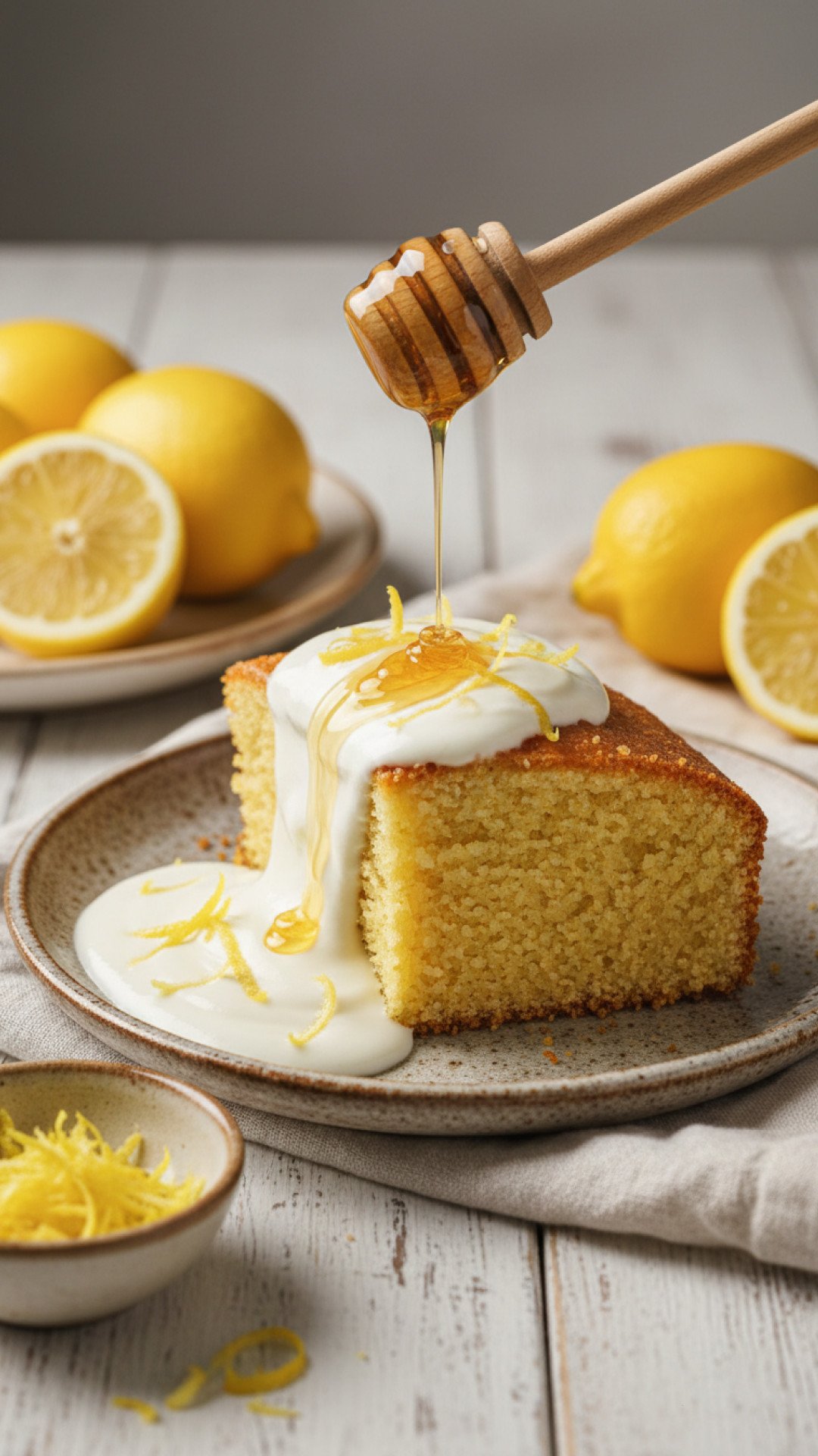 Semolina Cake with Yogurt and Lemon Zest Drizzle Preparation