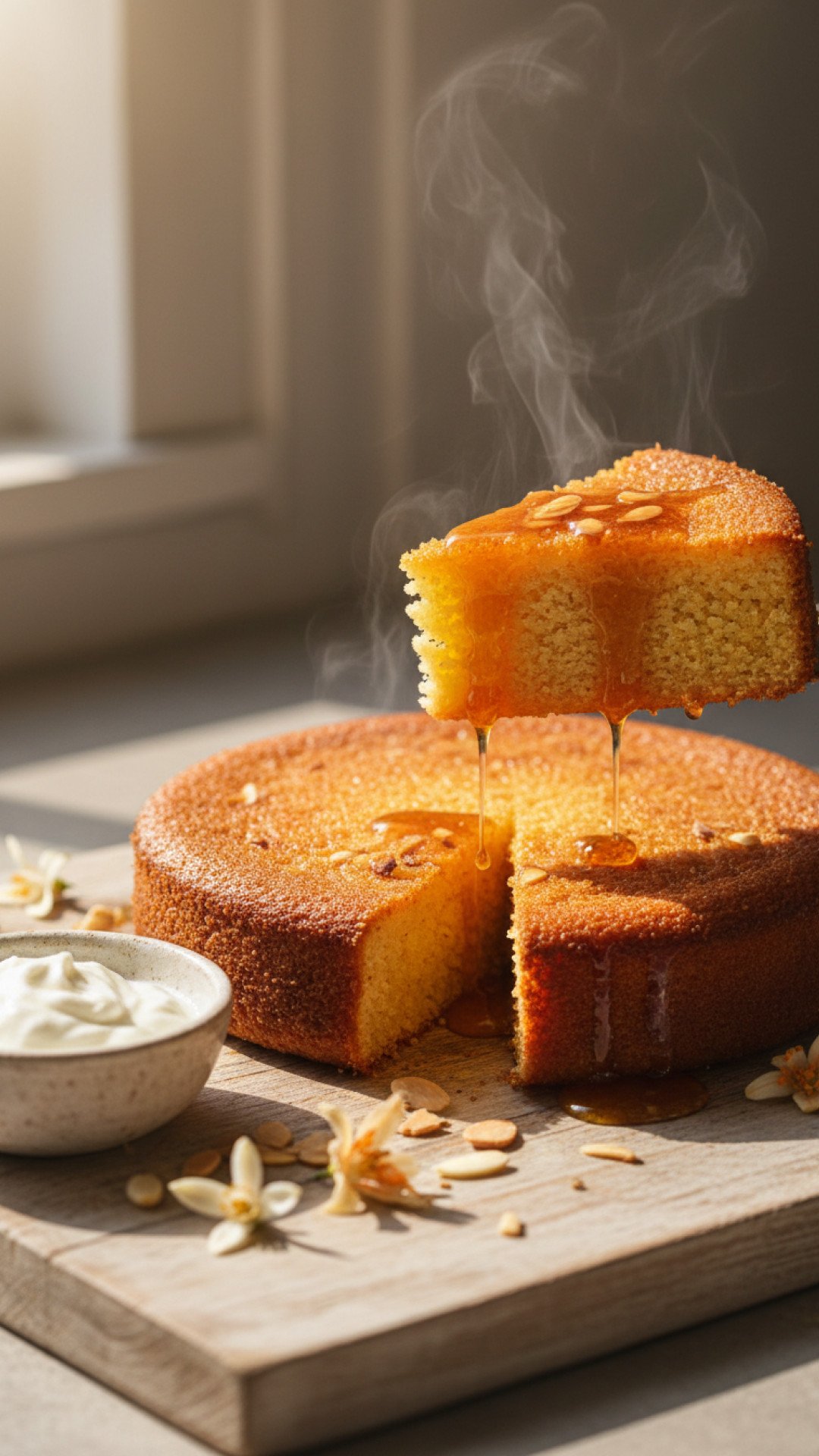 Semolina Cake with Yogurt and Orange Blossom Preparation